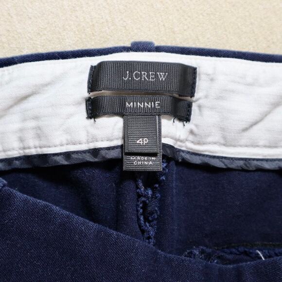 J Crew Size 4 Petite Minnie Pants Stretch Twill Cigarette Navy Blue - Picture 10 of 11